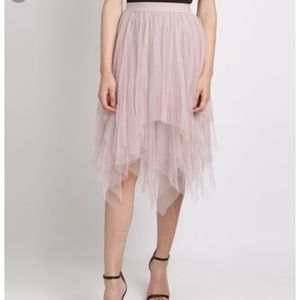 ASOS NWT dusty pink tulle asymmetrical hem skirt